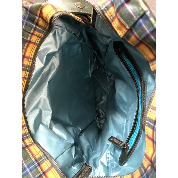 John Fluevog "Eddie Weekend" Plaid Canvas & Leather Tote - Picture 8 of 15